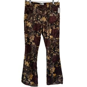 AGOLDE Size 31 NWT Brown Floral Nico Ultra High-Rise Velvet Bootcut Jeans
